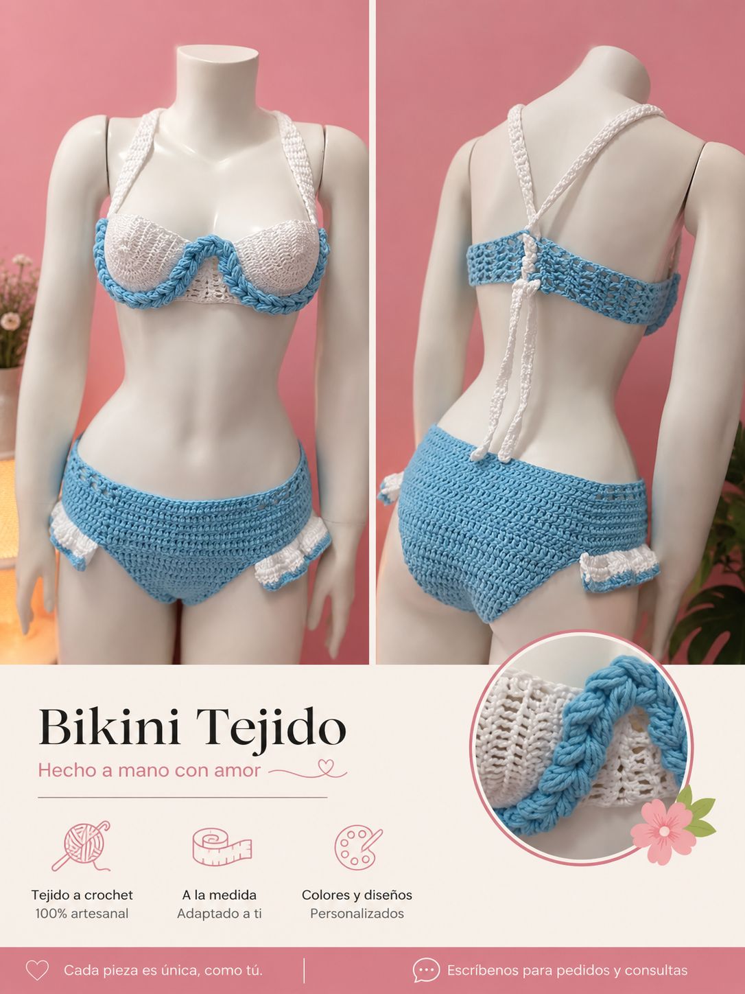 Bikini tejido a crochet.